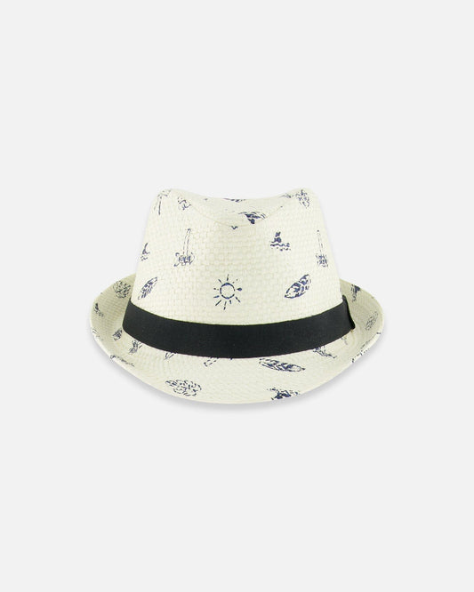 Printed Straw Hat Beach Print-0