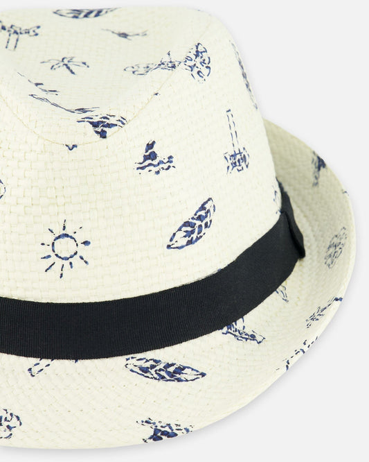 Printed Straw Hat Beach Print-1
