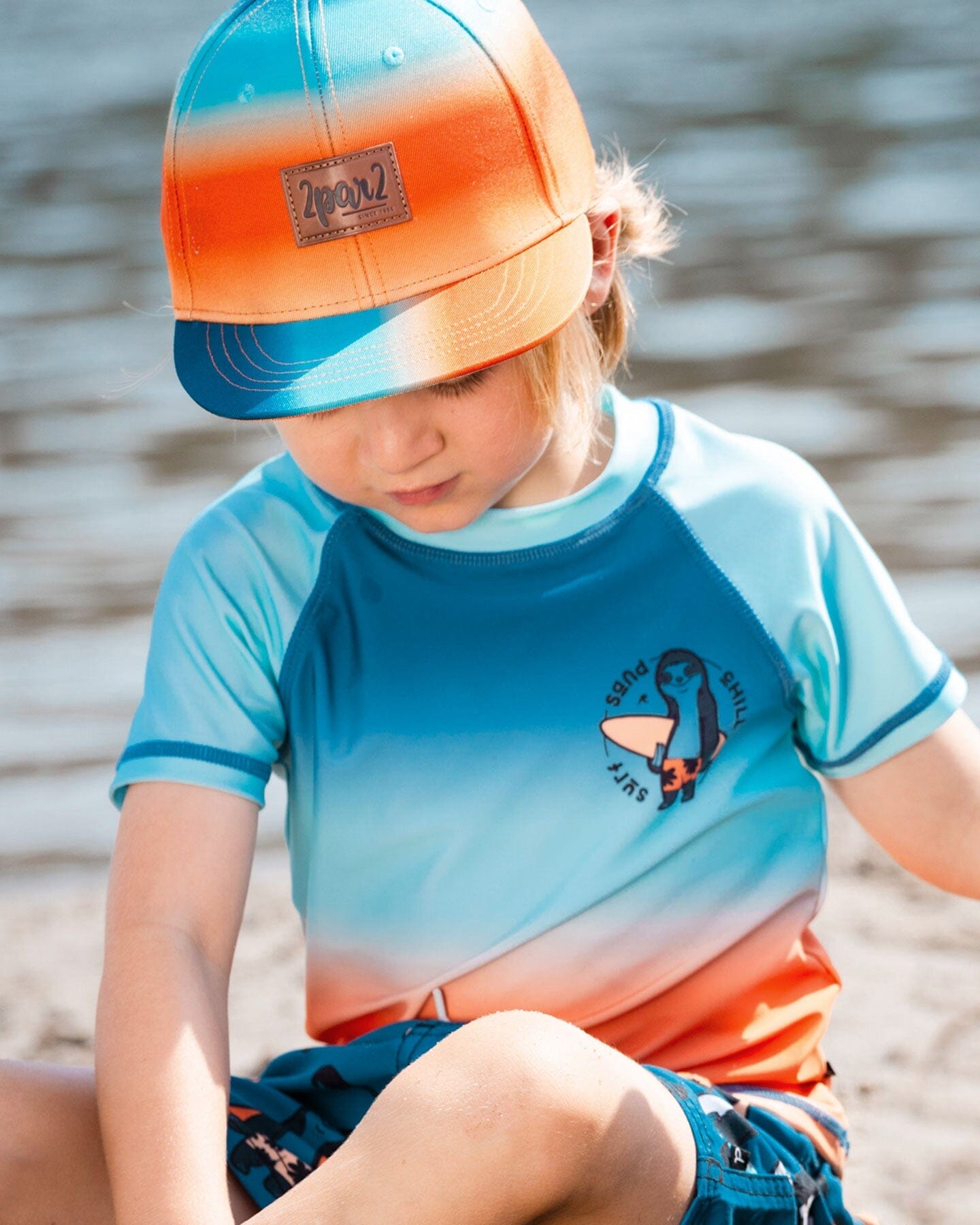 Printed Cap Navy Blue, Turquoise, And Orange-2