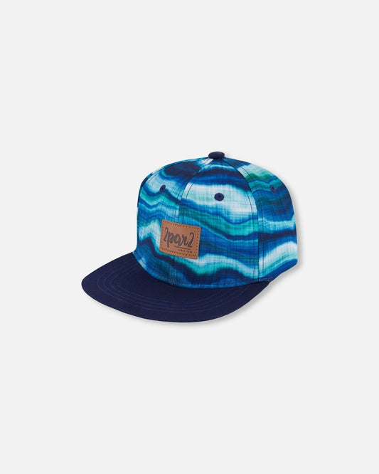 Printed Cap Blue Wave And Black-0