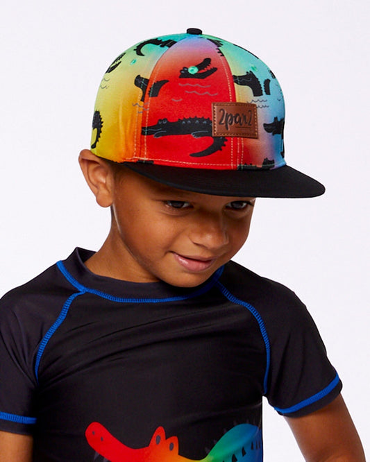 Printed Cap Black And Multicolored Crocodiles-1