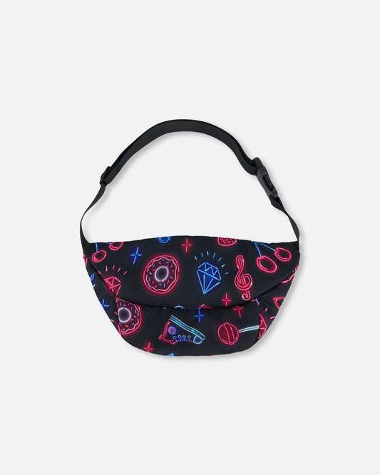 Printed Fanny Pack Black And Blue And Pink Items-1