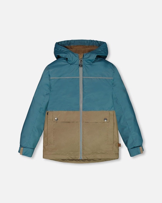 Colorblock Mid-Season Jacket Neutral Blue And Taupe-0