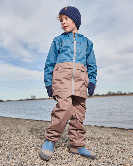 Colorblock Mid-Season Jacket Neutral Blue And Taupe-1