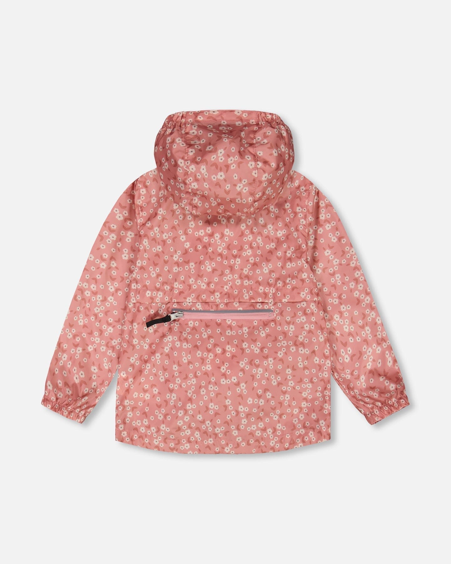 Printed Packable Windbreaker Small White Flowers On Pale Pink-2