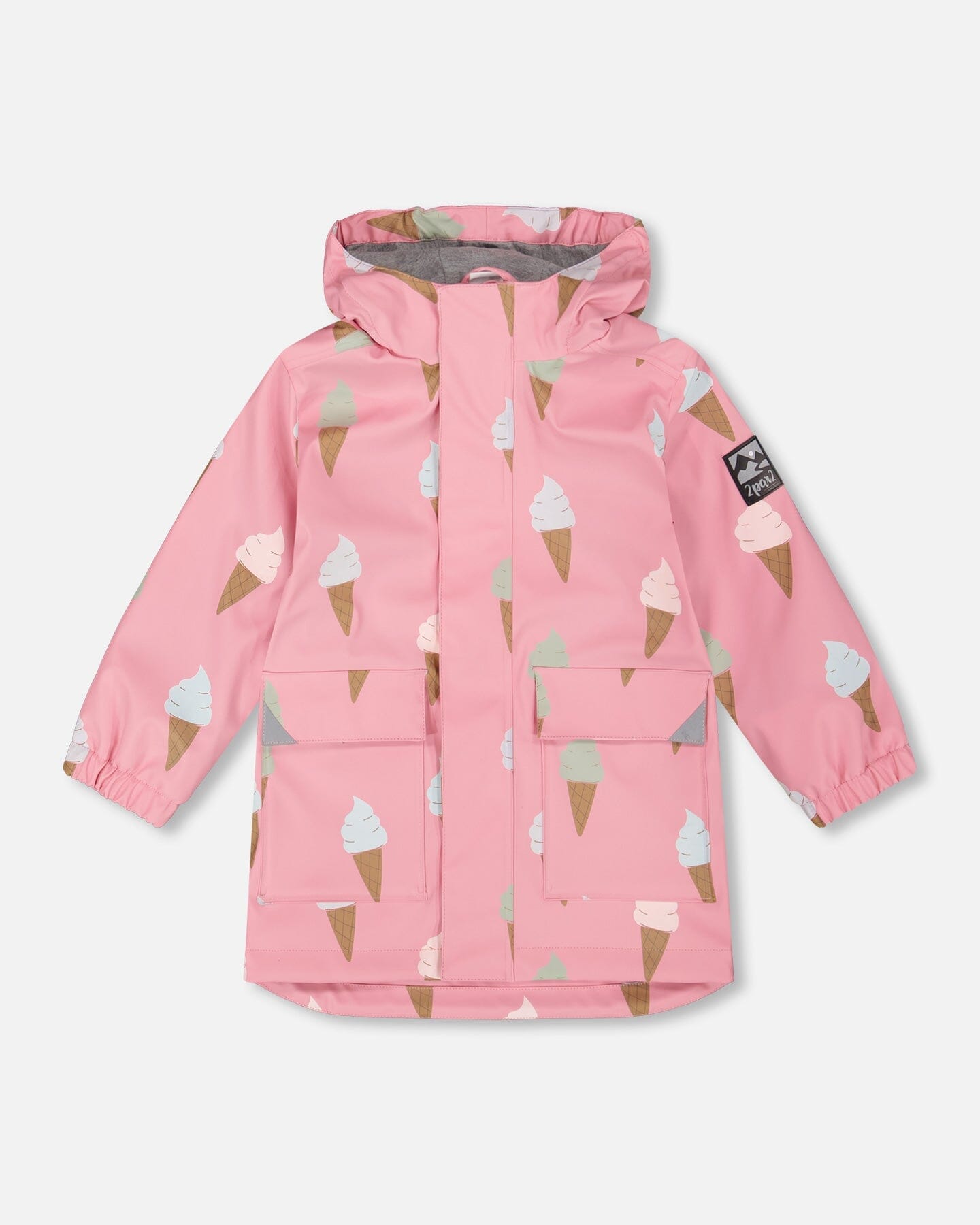 Pink Raincoat With Cones That Change Color Upon Contact With Water-0