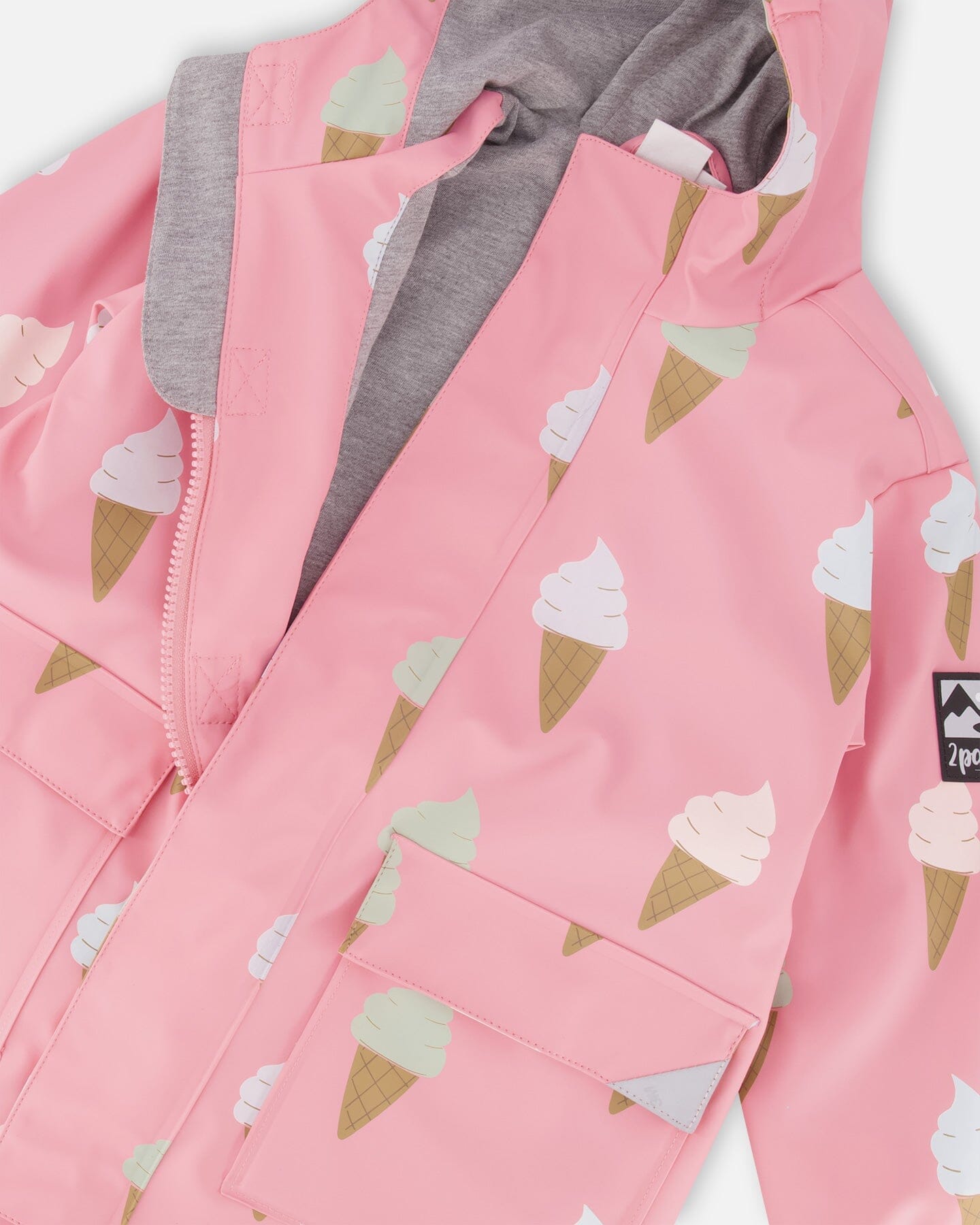 Pink Raincoat With Cones That Change Color Upon Contact With Water-3