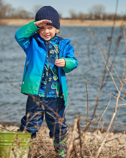3-In-1 Mid-Season Outerwear Set Royal Blue And Green Gradient-1