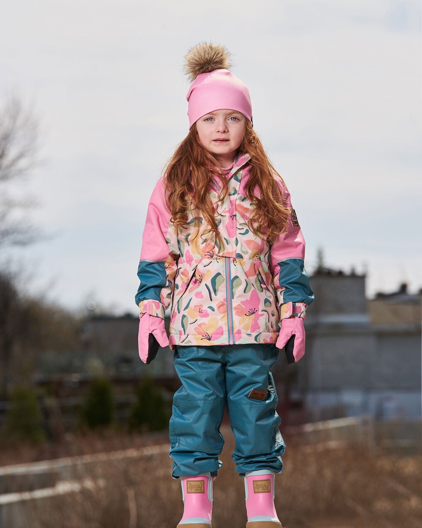 Two-Piece Mid-Season Outerwear Set Sage, Pink, And Flowers On Beige-1