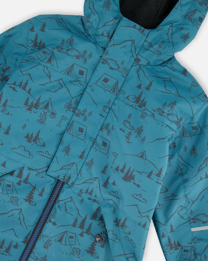 Two-Piece Mid-Season Outerwear Set Blue And Gray-3