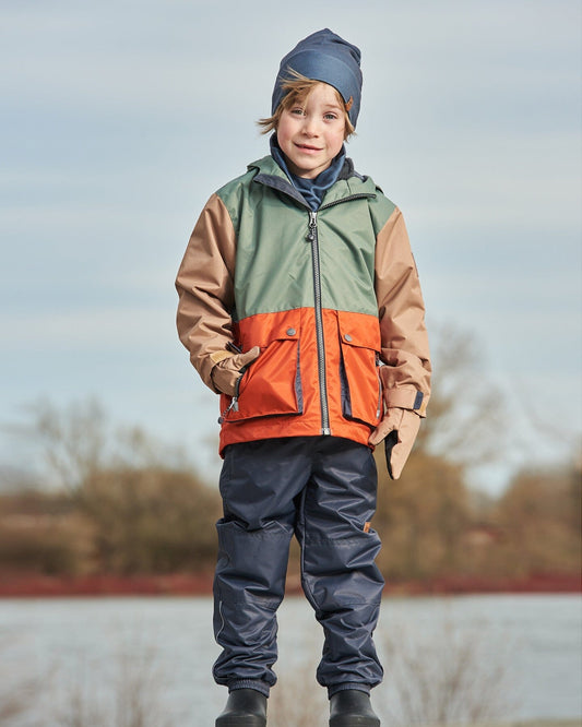 3-In-1 Mid-Season Outerwear Set Gray, Beige, Orange, And Sage-1