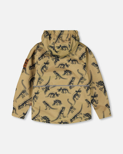 3-In-1 Mid-Season Outerwear Set Black Dinosaur On Beige Background-1