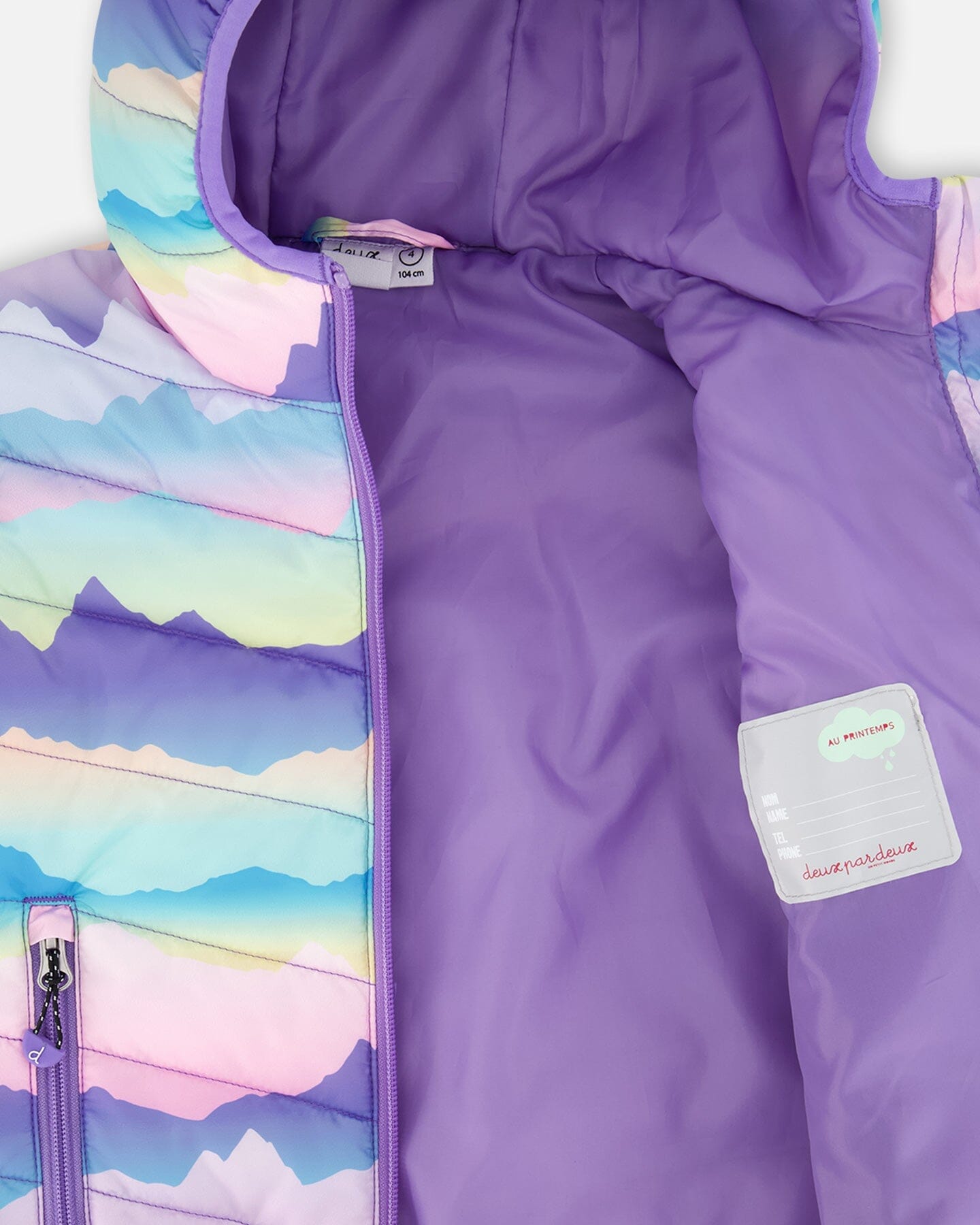 Printed Quilted Mid-Season Jacket Mauve And Blue, Pink Mountain-4