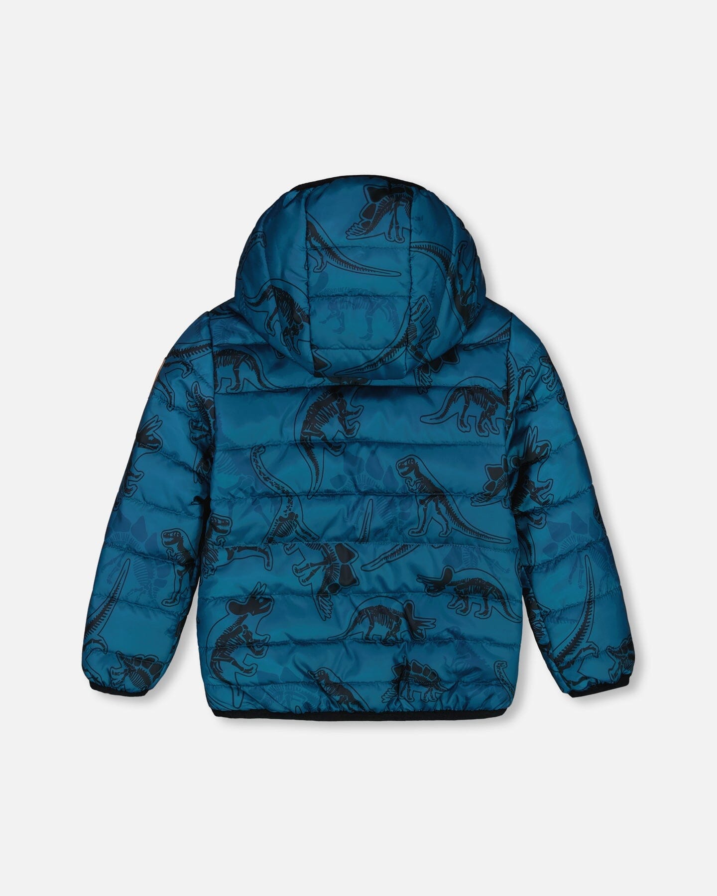 Printed Quilted Mid-Season Jacket Blue And Gray-2