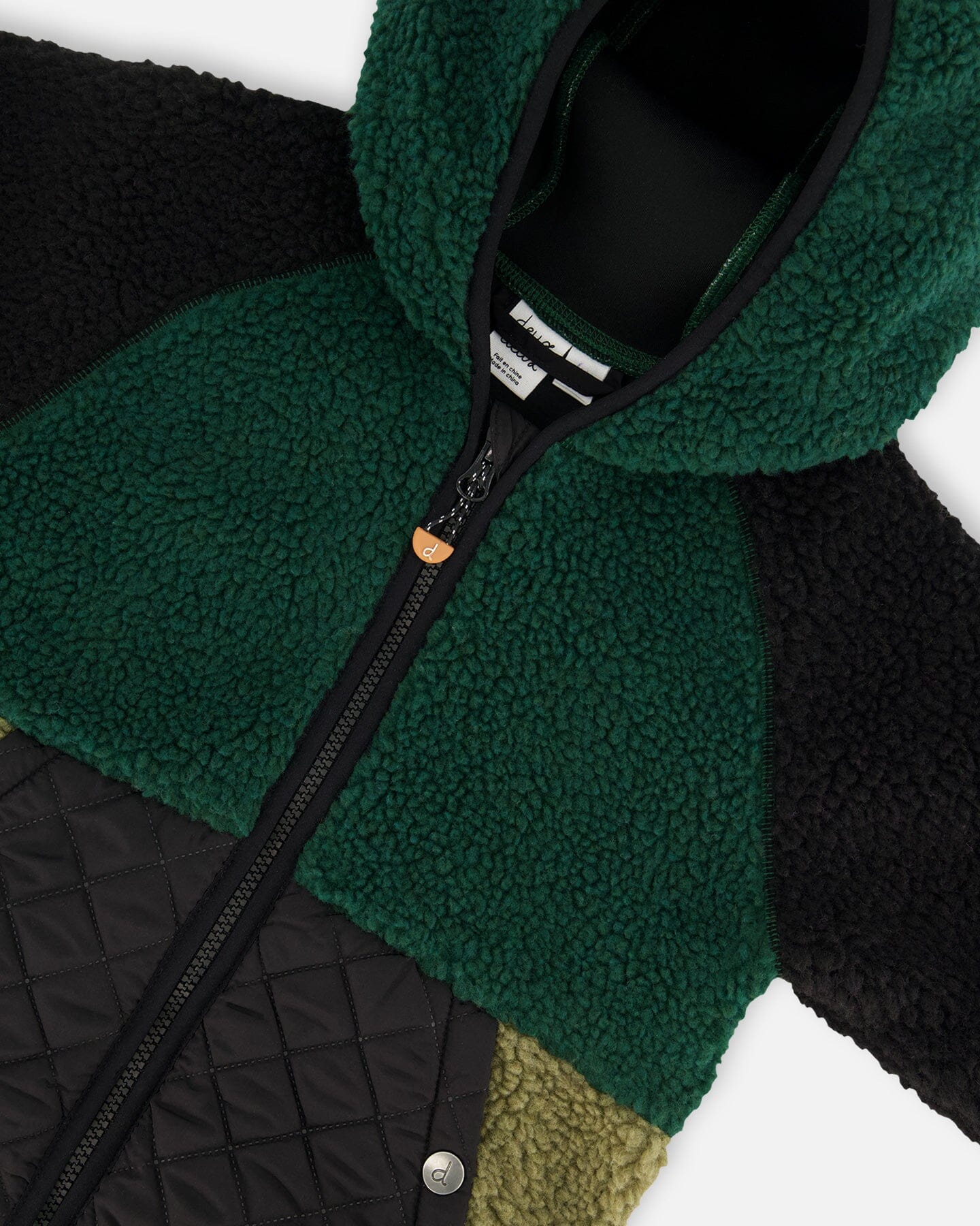 Sherpa Mid-Season Colorblock Jacket Black, Forest Green, And Olive-3