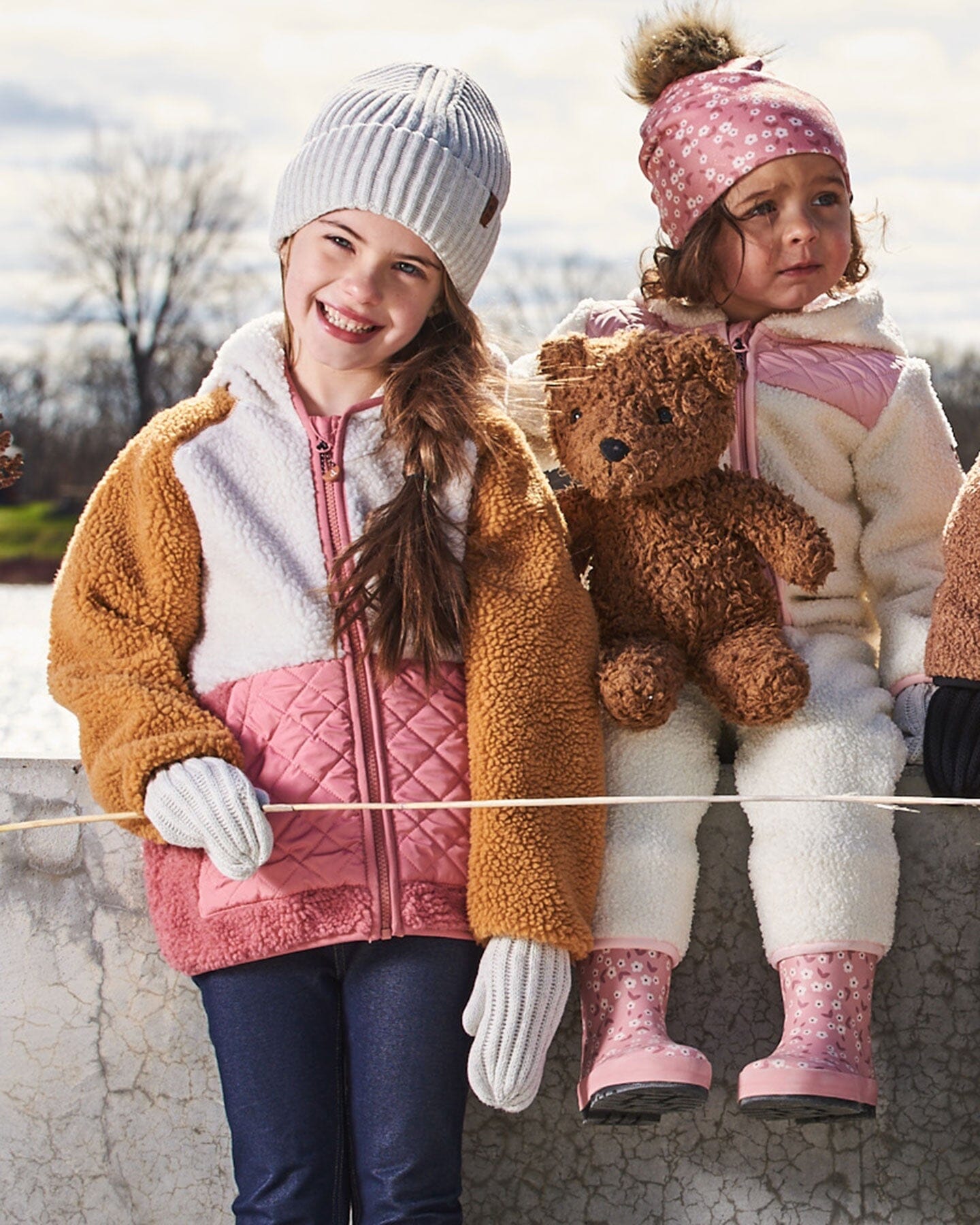 Sherpa Mid-Season Colorblock Jacket Orange, Off-White, And Old Pink-2