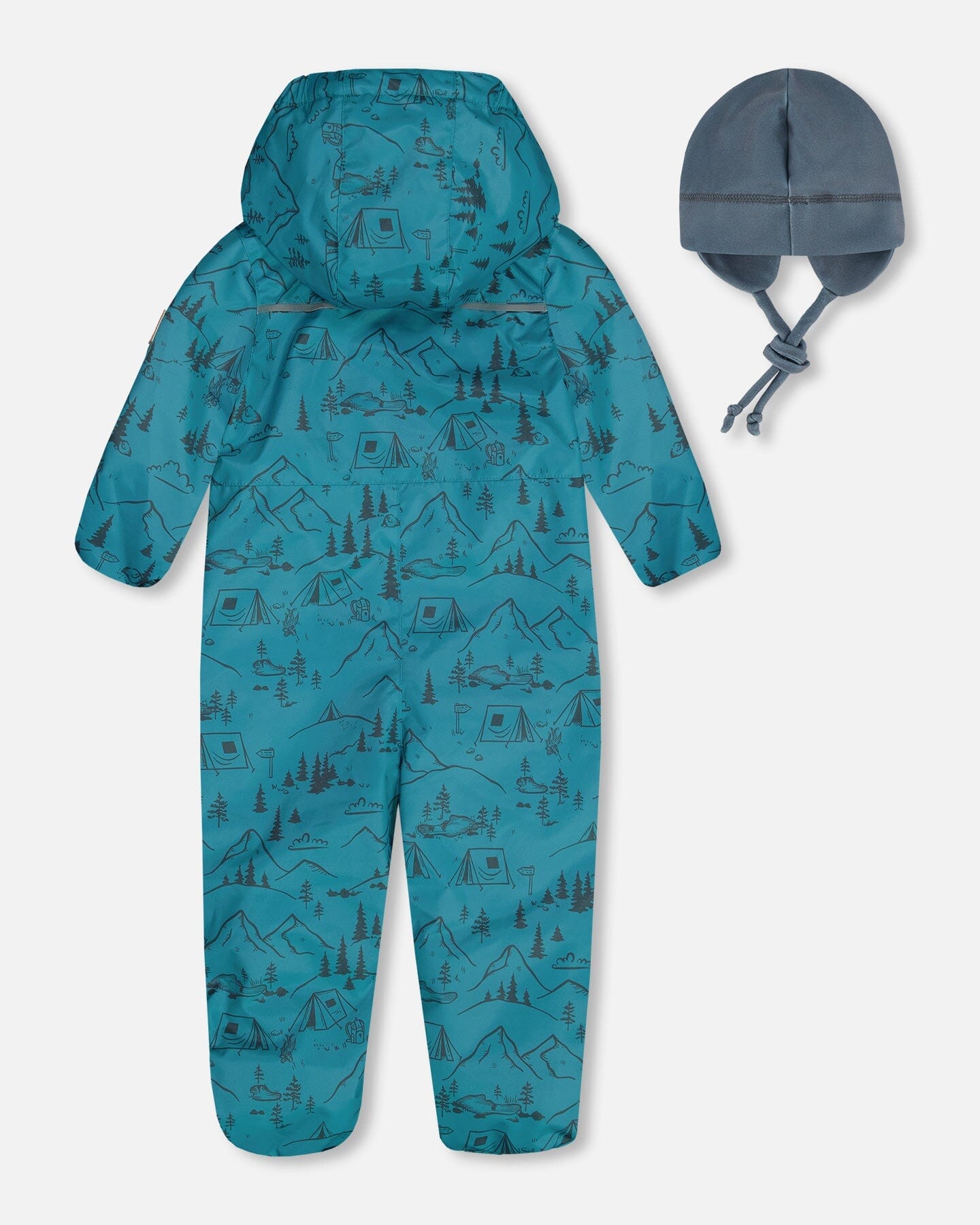 Baby Printed Mid-Season One-Piece Outerwear With Hat Blue And Gray-2