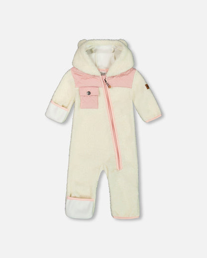 Baby One-Piece Sherpa Mid-Season Outerwear Off-White And Pale Pink-0