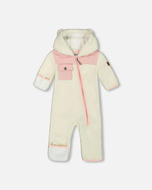 Baby One-Piece Sherpa Mid-Season Outerwear Off-White And Pale Pink-0