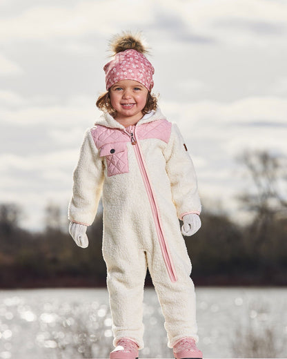 Baby One-Piece Sherpa Mid-Season Outerwear Off-White And Pale Pink-2
