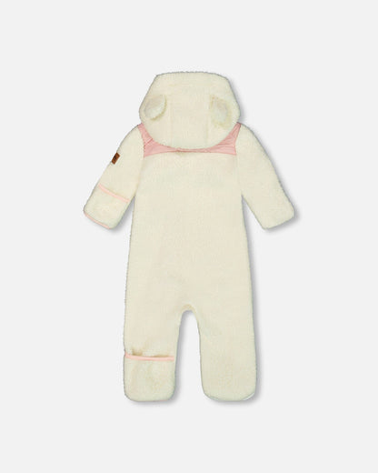Baby One-Piece Sherpa Mid-Season Outerwear Off-White And Pale Pink-3