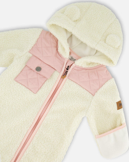 Baby One-Piece Sherpa Mid-Season Outerwear Off-White And Pale Pink-4