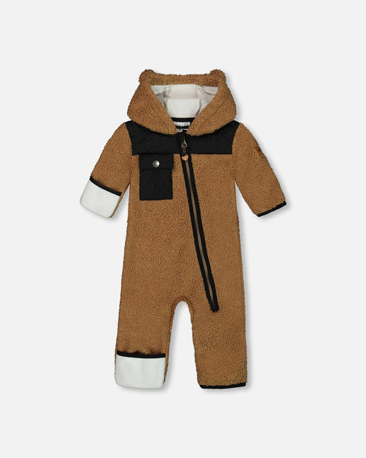 Baby One-Piece Sherpa Mid-Season Outerwear Tan And Black-0