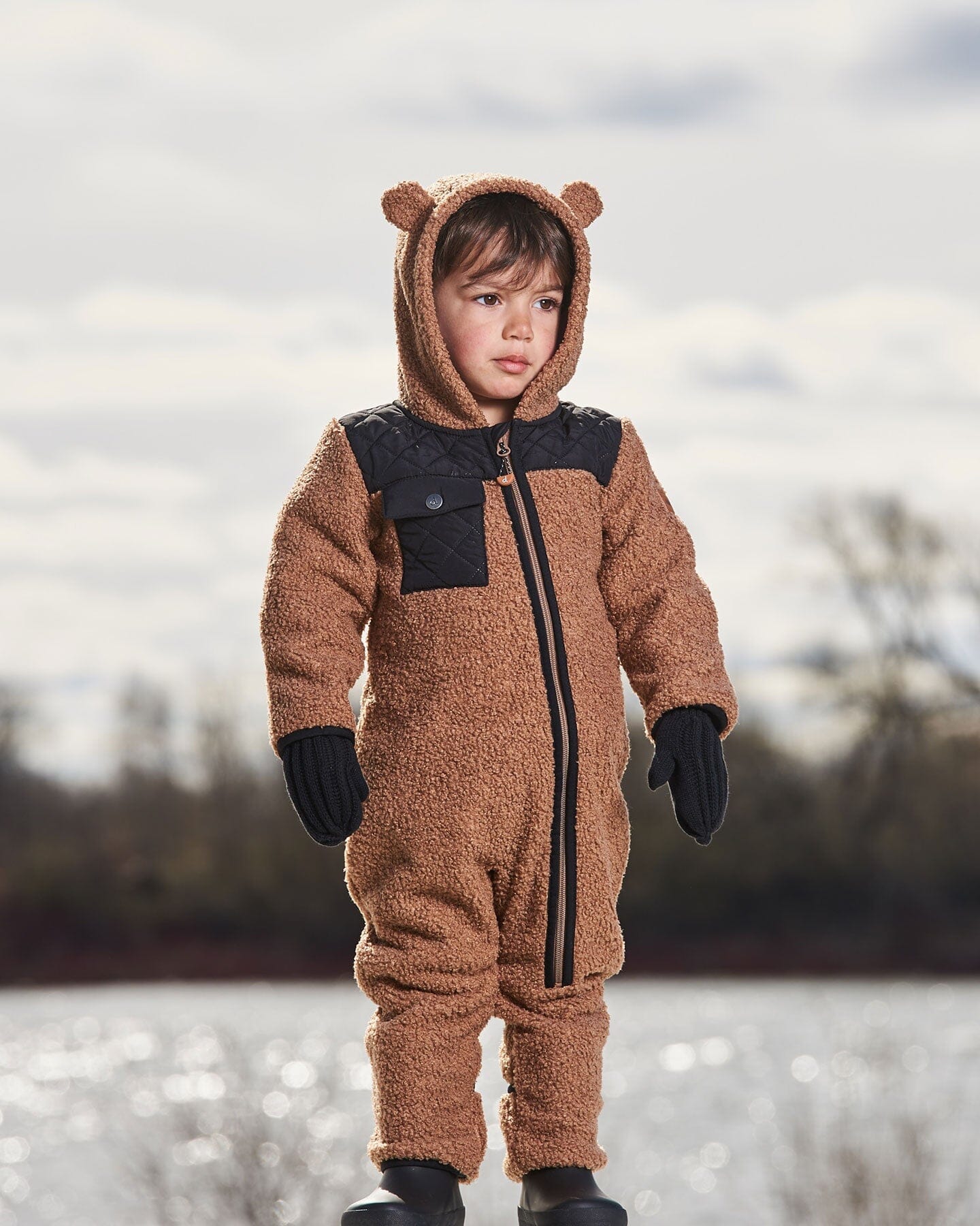 Baby One-Piece Sherpa Mid-Season Outerwear Tan And Black-2