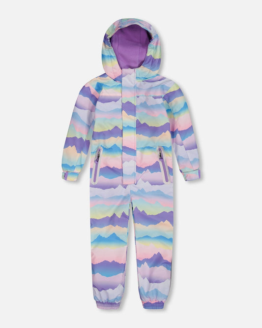 Printed Mid-Season One-Piece Outerwear Mauve And Blue, Pink Mountain-0