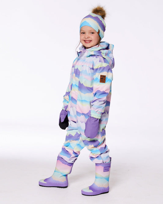 Printed Mid-Season One-Piece Outerwear Mauve And Blue, Pink Mountain-1