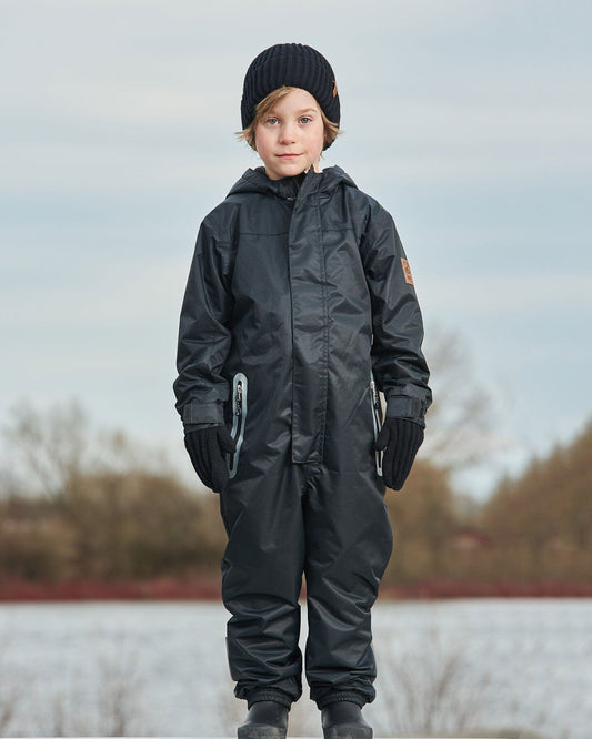 Solid Mid-Season One-Piece Outerwear Black-1