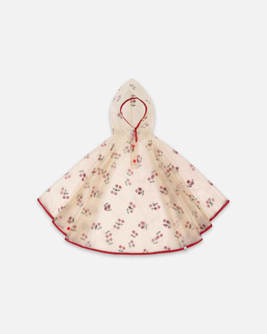 Red Cherry Printed Rain Cape-0