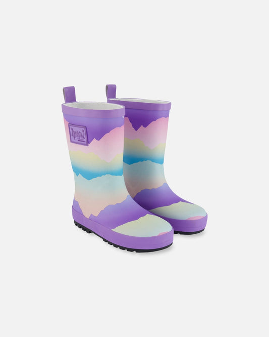 Printed Rain Boots Mauve And Blue, Pink Mountain-0