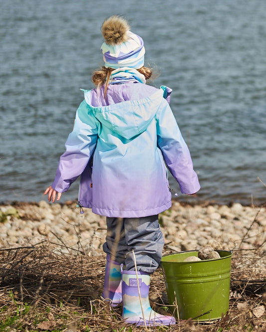 Printed Rain Boots Mauve And Blue, Pink Mountain-1