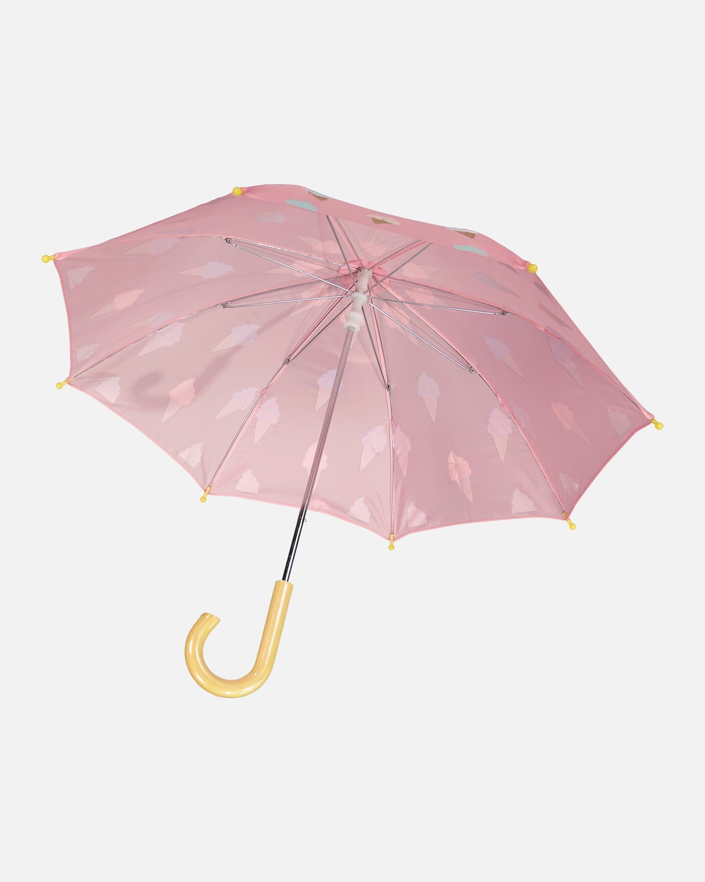 Pink Umbrella With Cones That Change Color Upon Contact With Water-3