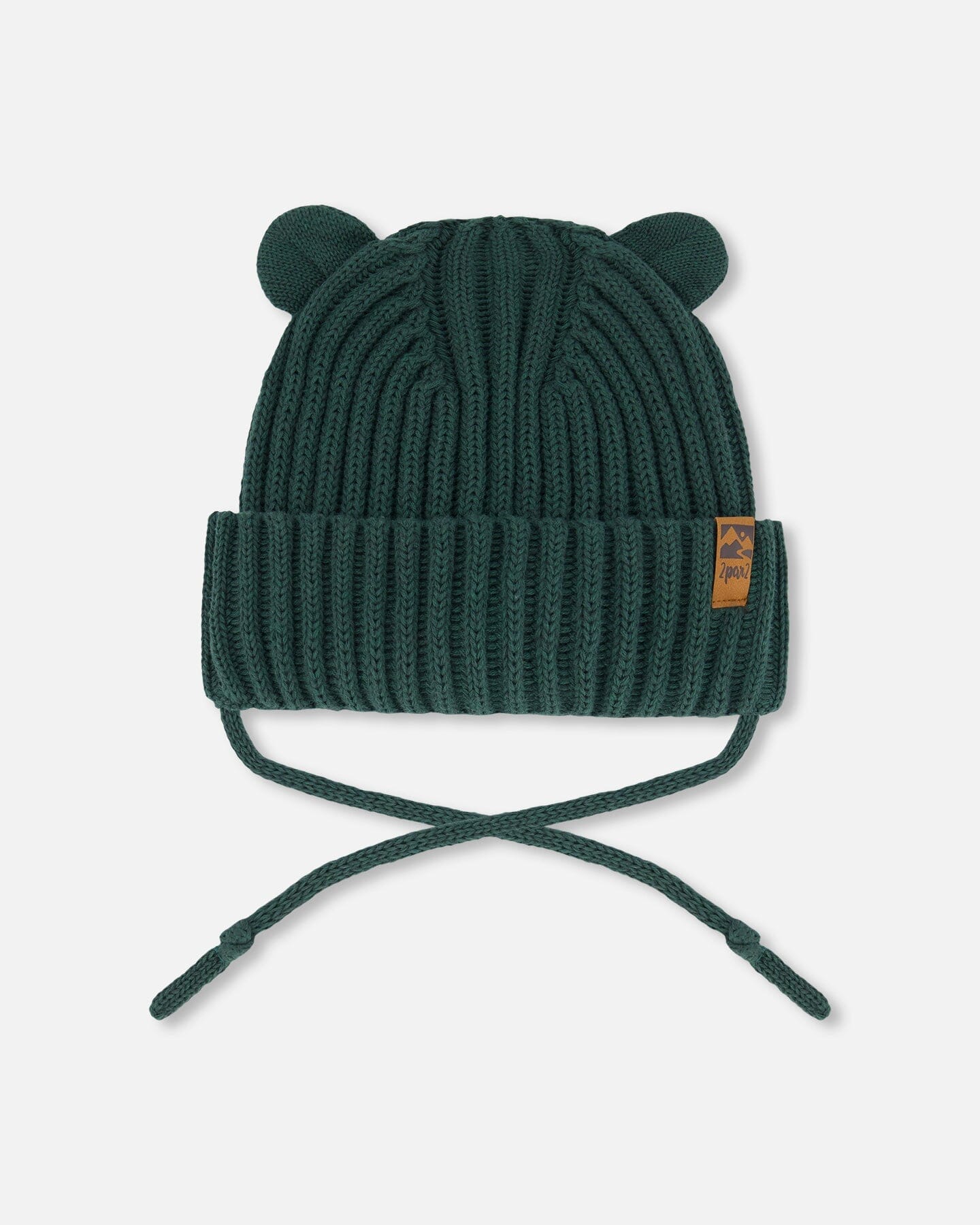 Baby Knit Hat With Strings Forest Green-0