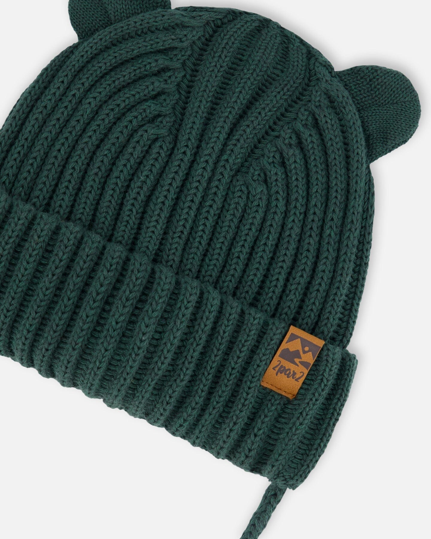 Baby Knit Hat With Strings Forest Green-2