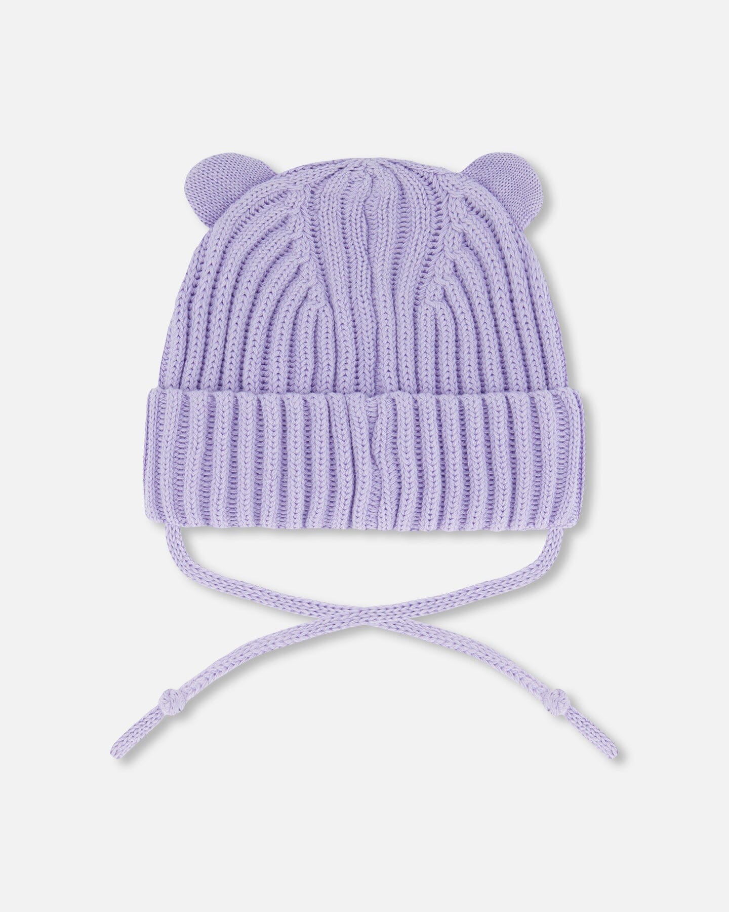Baby Knit Hat With Strings Lilac-1
