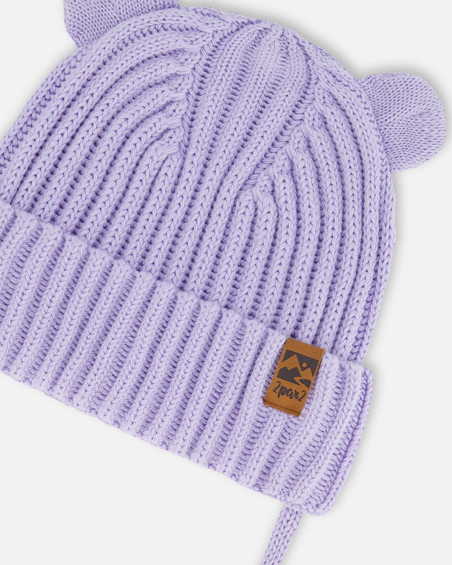 Baby Knit Hat With Strings Lilac-2