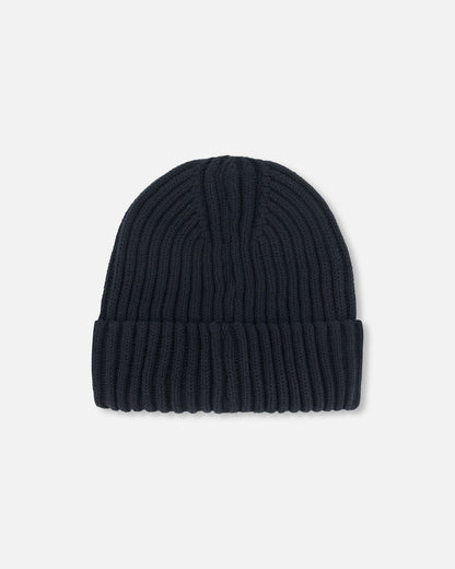 Cuffed Knit Hat Black-2