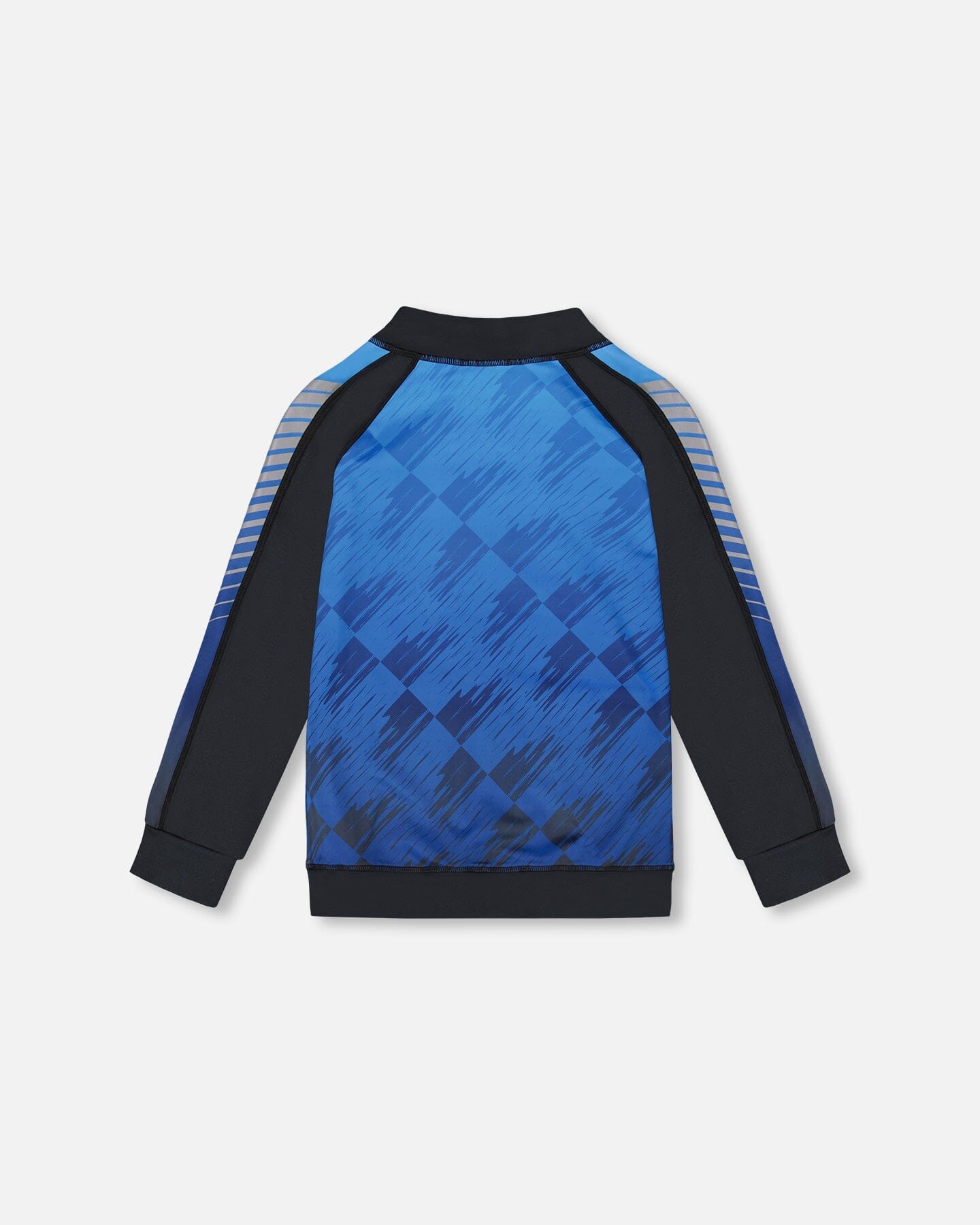 Printed Full Zip Athletic Cardigan Blue And Black-2