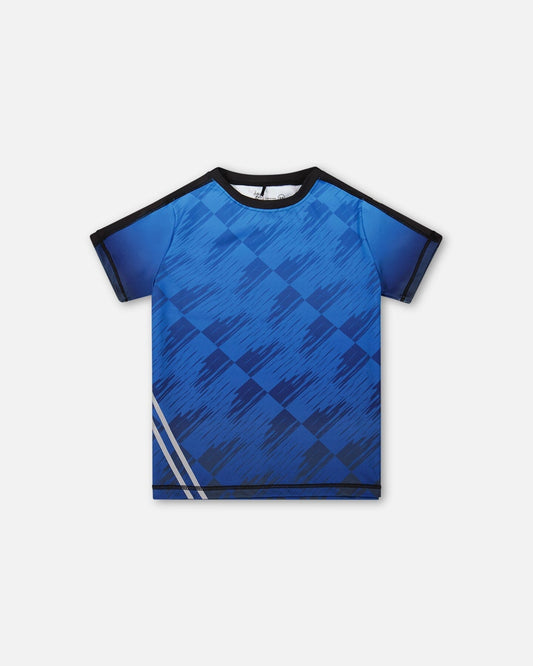Printed Athletic Top Blue And Black-0