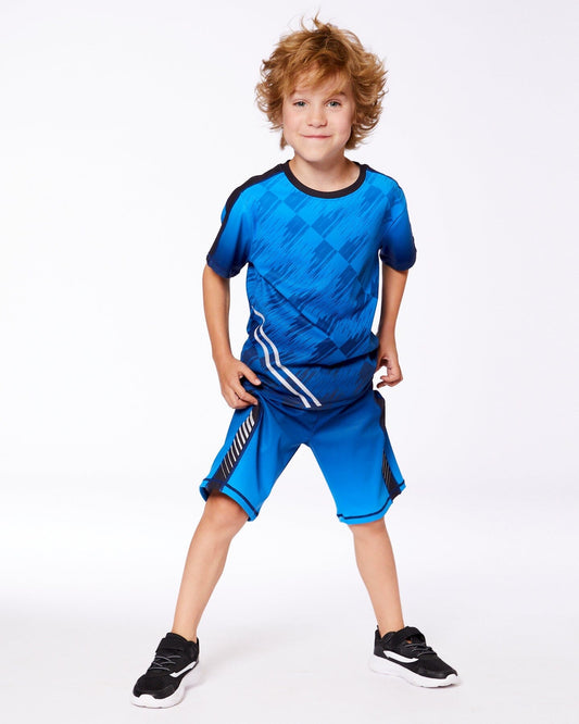 Printed Athletic Top Blue And Black-1