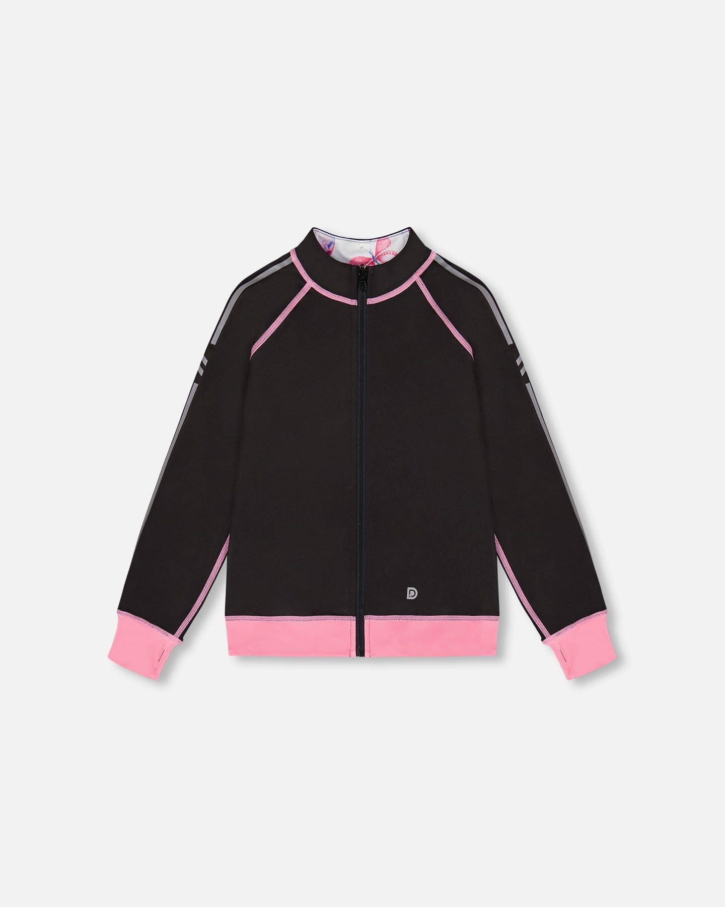 Printed Reversible Full Zip Athletic Cardigan Pink, Blue And Butterflies-2