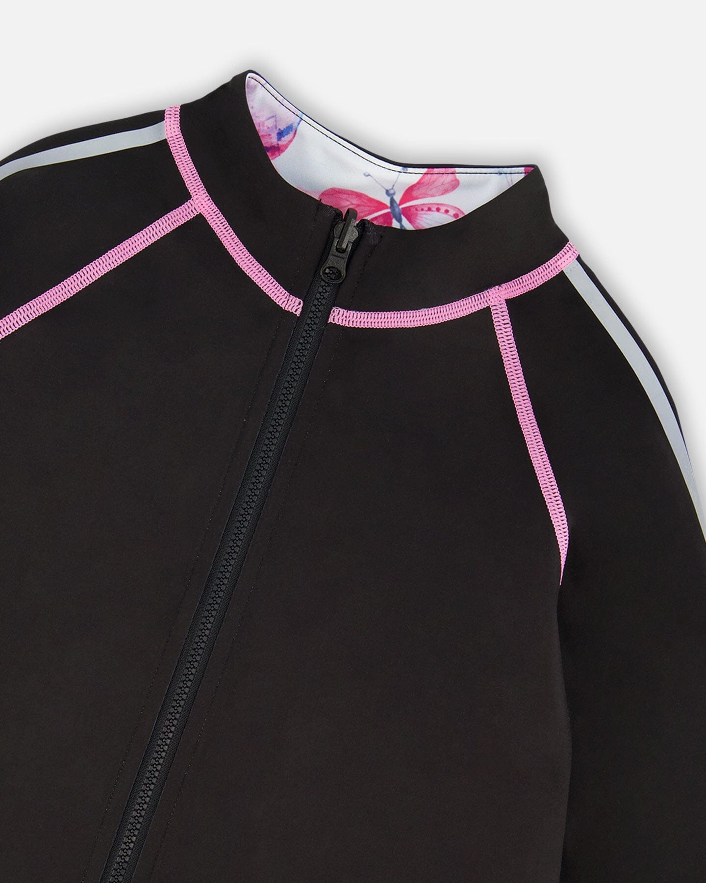 Printed Reversible Full Zip Athletic Cardigan Pink, Blue And Butterflies-3