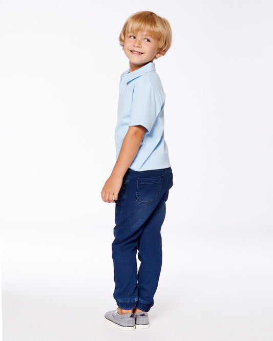 French Terry Denim Jogger Pant Dark Denim Blue-1