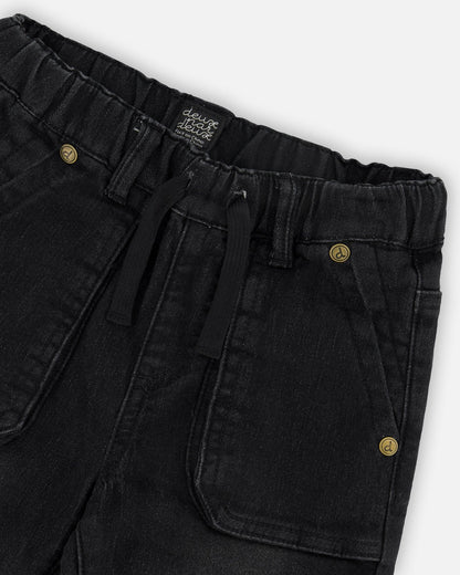French Terry Denim Jogger Pant Black Jeans-3