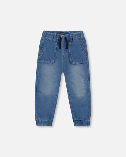 French Terry Denim Jogger Pant Denim Blue-0