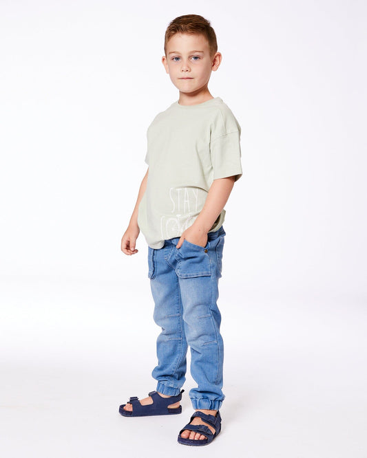 French Terry Denim Jogger Pant Denim Blue-1