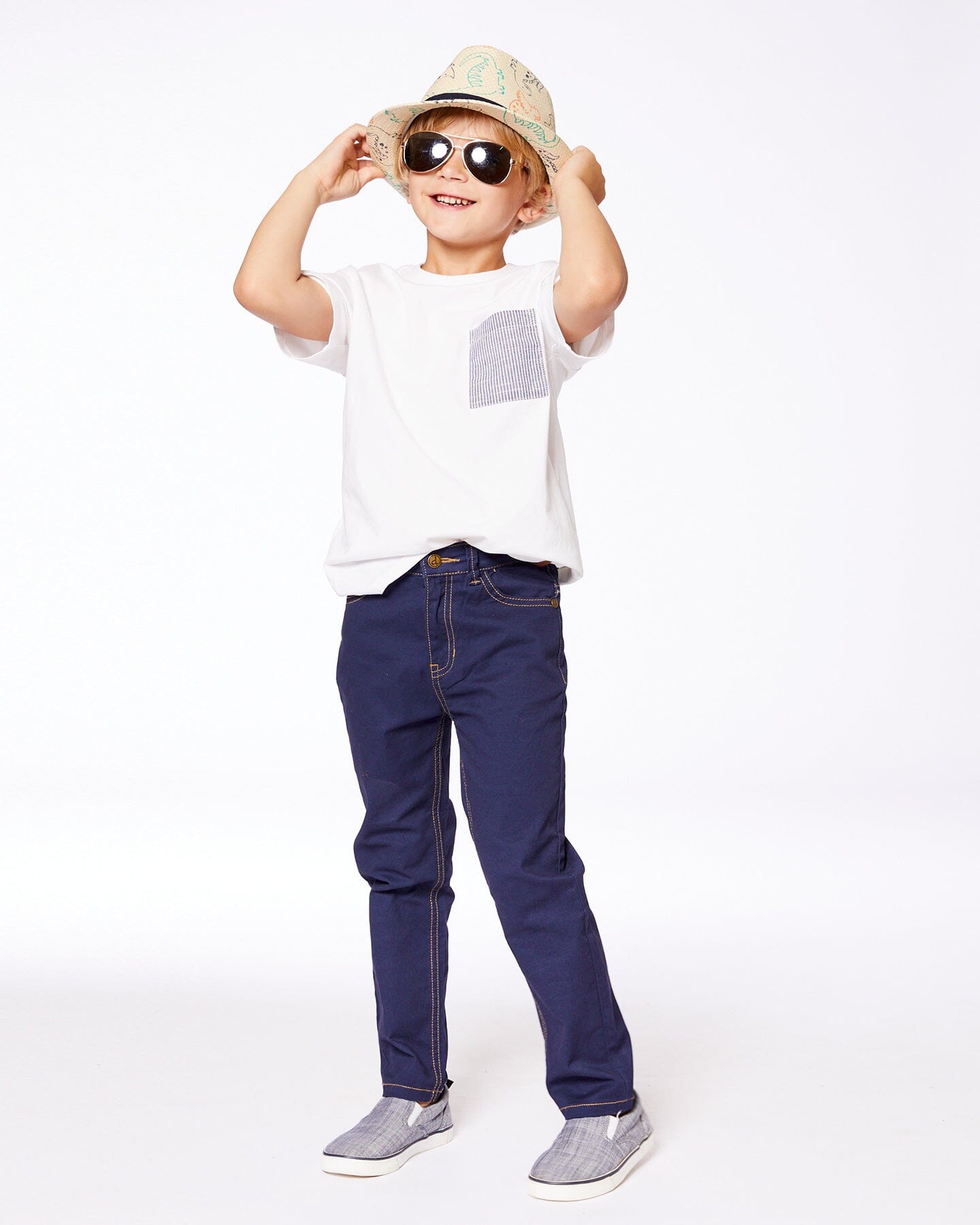 Stretch Twill Pants Navy Blue-1